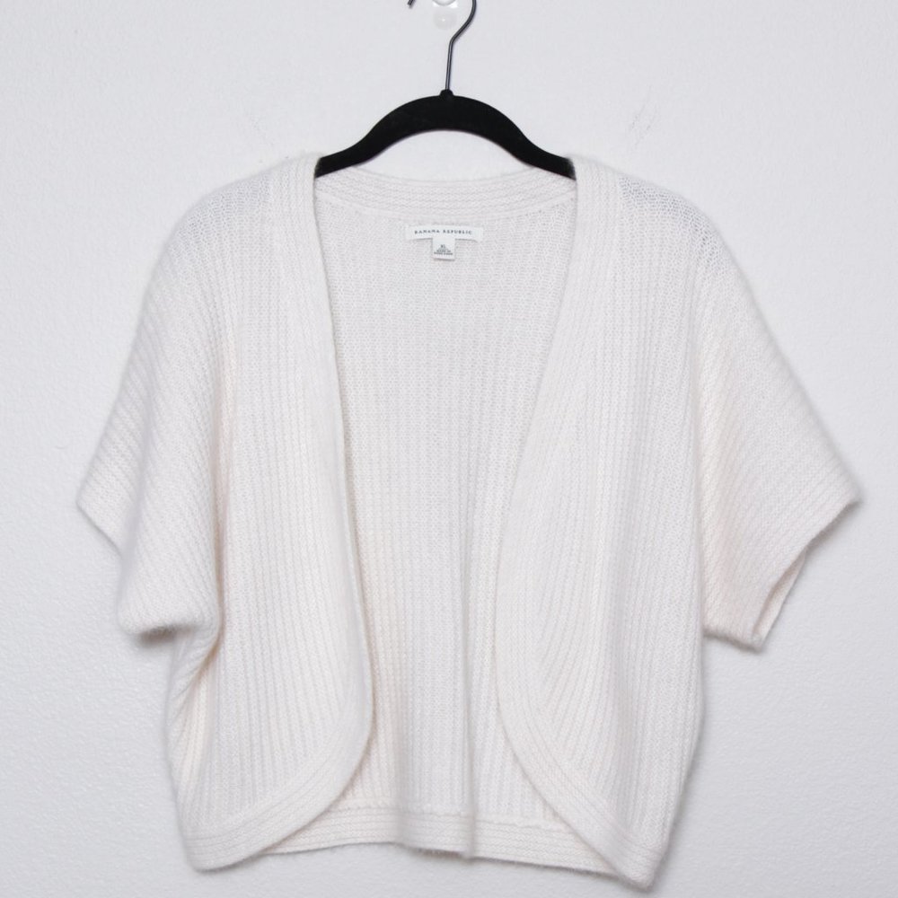 Banana Republic Cream Short Sleeve Open Cardigan